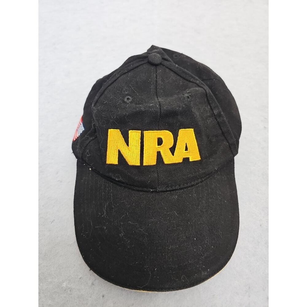 NRA Hat Cap Black Adjustable National Rifle Association USA Embroidered Flag